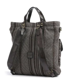 Campomaggi Backpack bag cotton, grained cow leather dark grey New