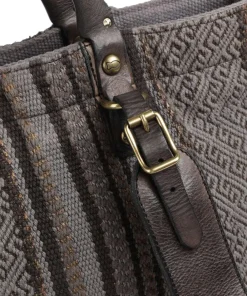 Campomaggi Backpack bag cotton, grained cow leather dark grey New