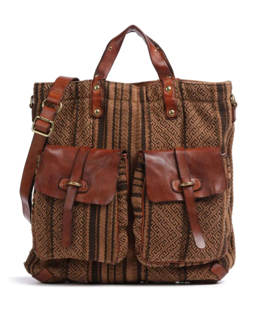 Backpack bag cotton, grained cow leather Backpack-Bags|Daypacks