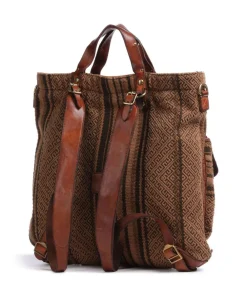 Backpack bag cotton, grained cow leather Backpack-Bags|Daypacks