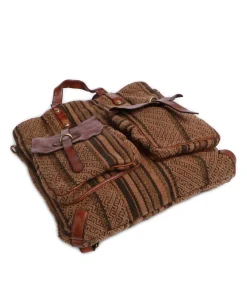 Backpack bag cotton, grained cow leather Backpack-Bags|Daypacks