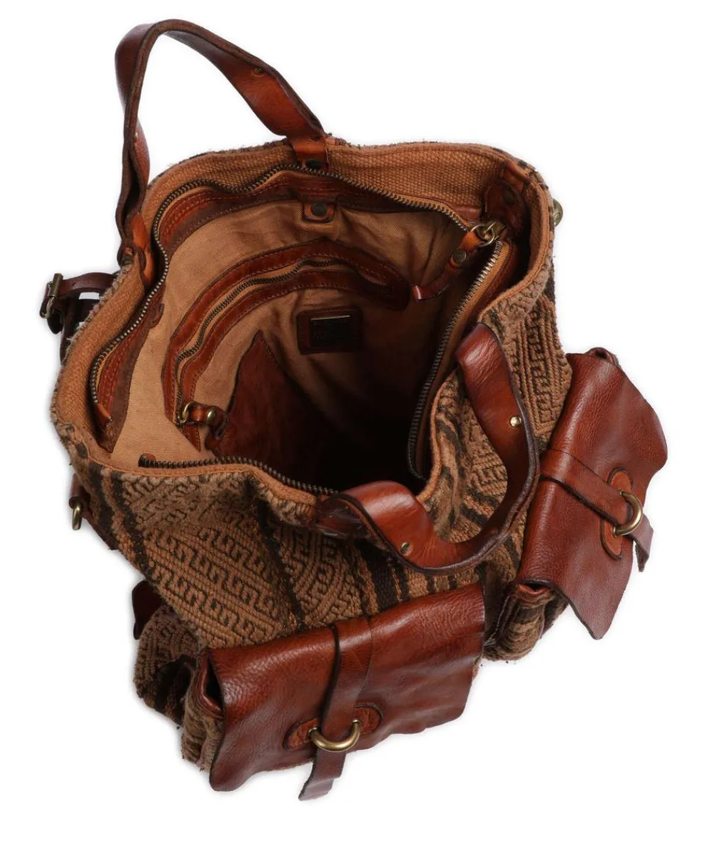 Backpack bag cotton, grained cow leather Backpack-Bags|Daypacks