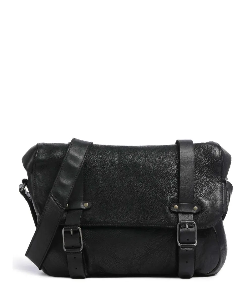 Aunts & Uncles Barbershop Anchor Messenger bag grained leather black Hot