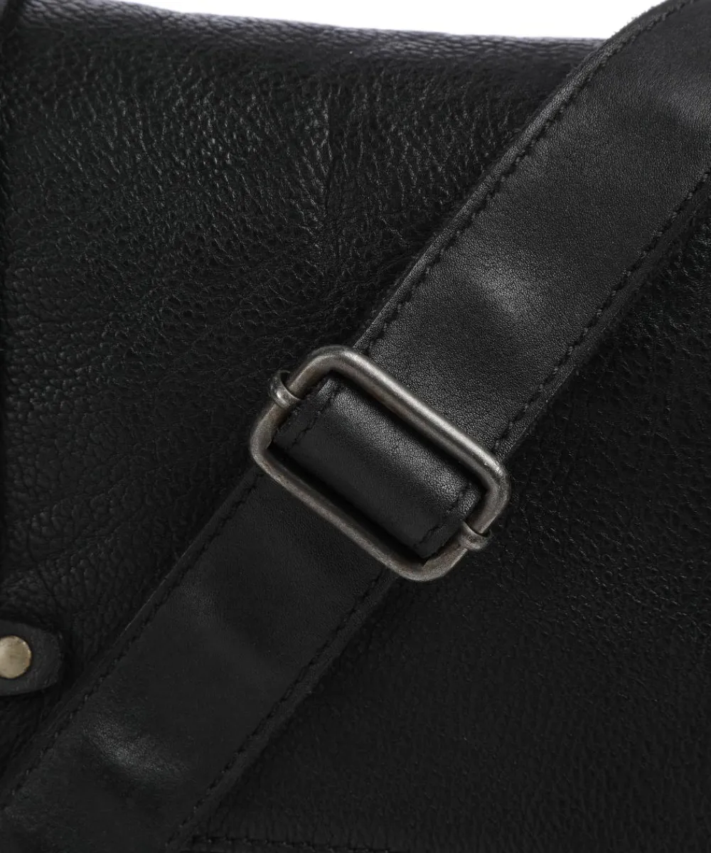 Aunts & Uncles Barbershop Anchor Messenger bag grained leather black Hot