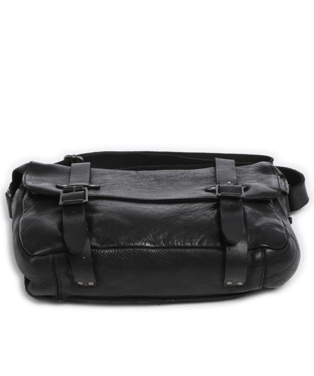 Aunts & Uncles Barbershop Anchor Messenger bag grained leather black Hot
