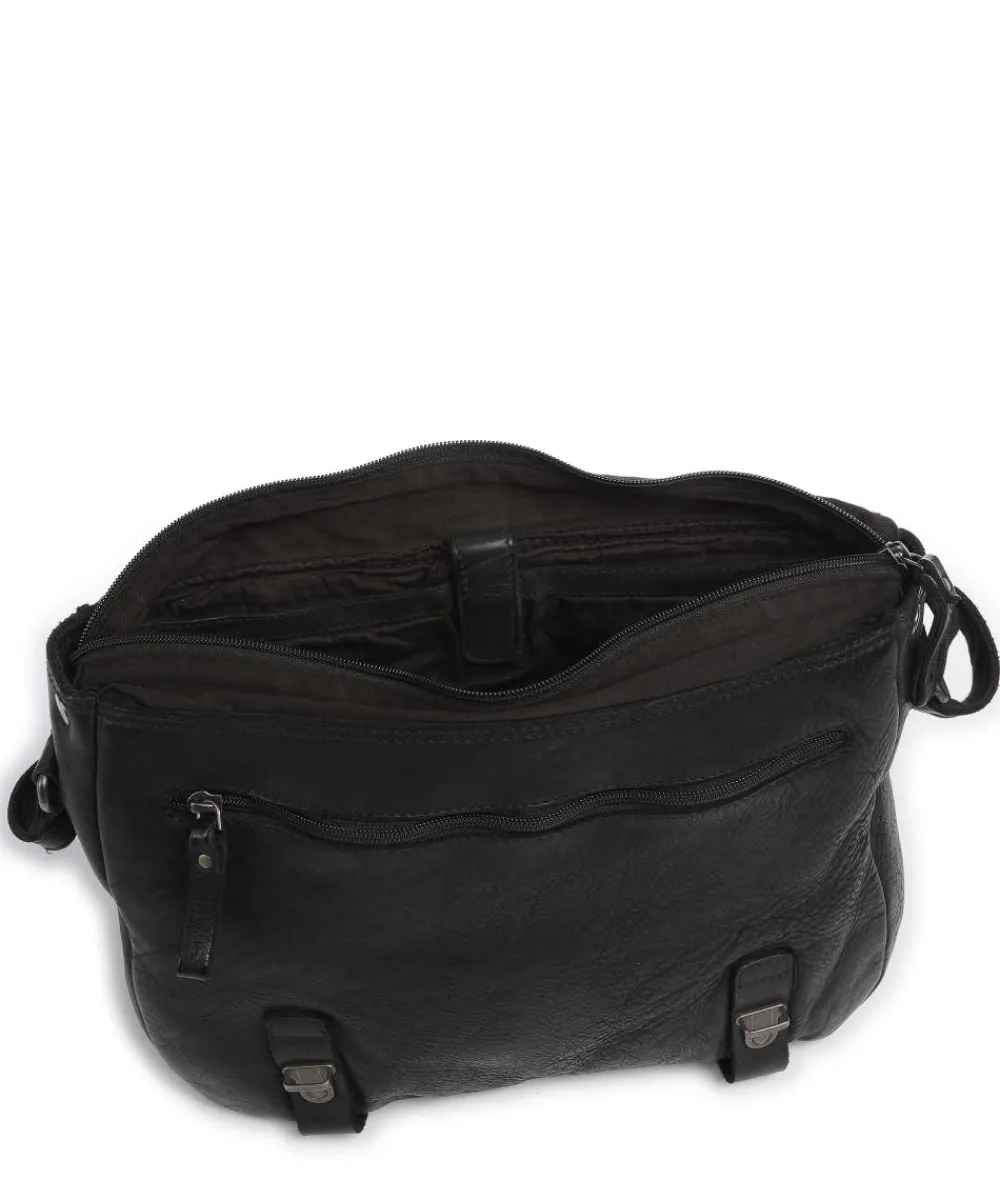 Aunts & Uncles Barbershop Anchor Messenger bag grained leather black Hot