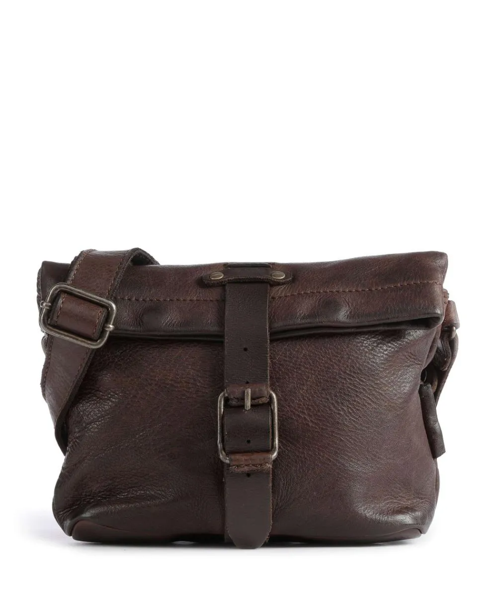 Aunts & Uncles Barbershop Stubble Crossbody bag grained leather dark brown Clearance