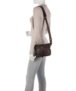 Aunts & Uncles Barbershop Stubble Crossbody bag grained leather dark brown Clearance