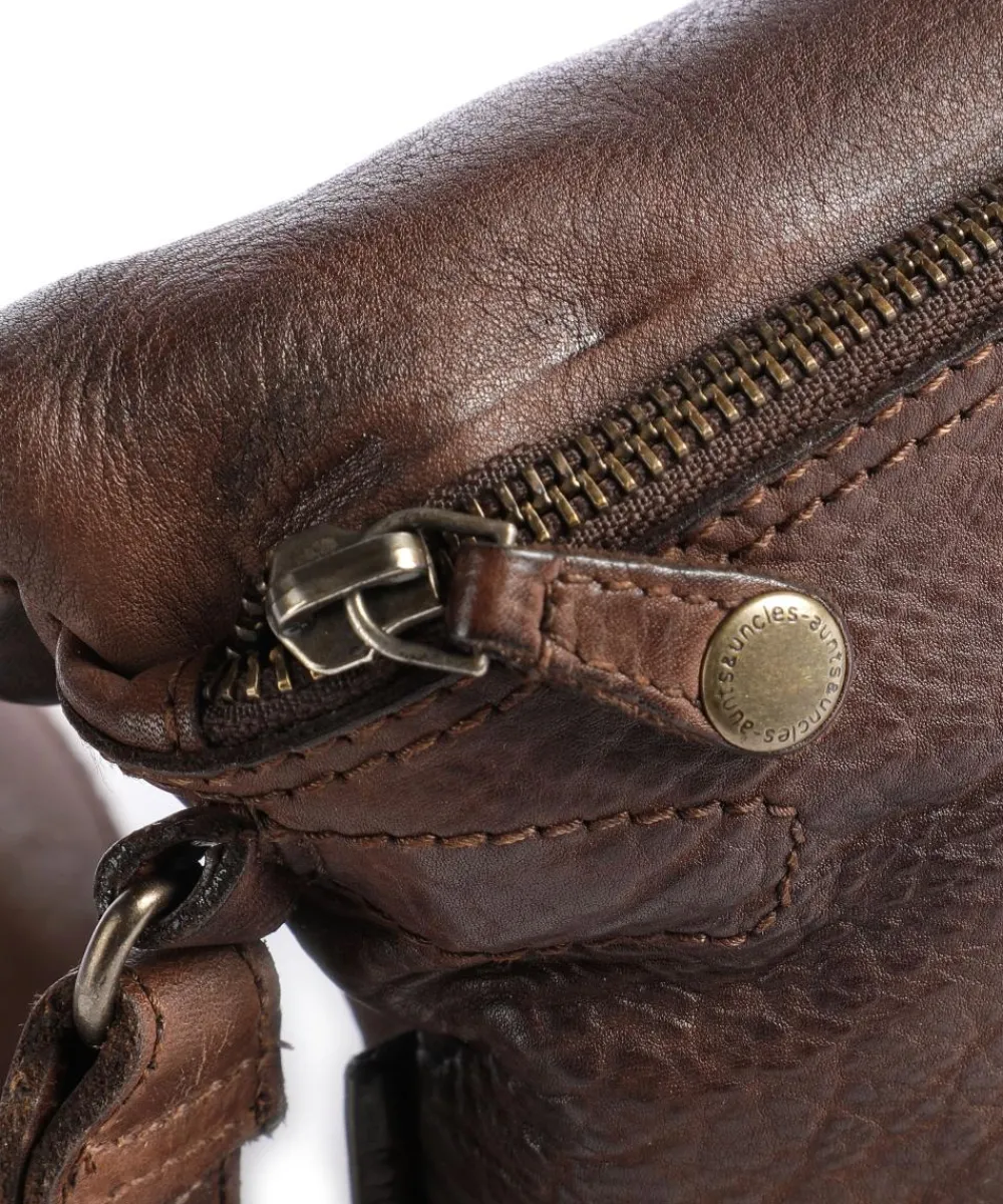 Aunts & Uncles Barbershop Stubble Crossbody bag grained leather dark brown Clearance