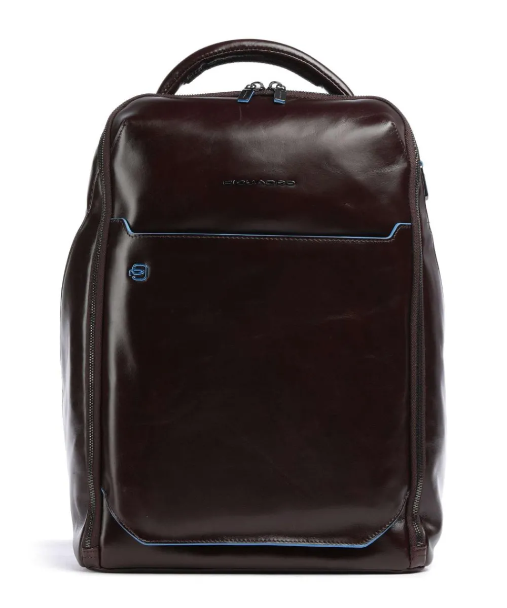 Best Blue Square Backpack 15″ fine grain cow leather Laptop Backpacks|Daypacks