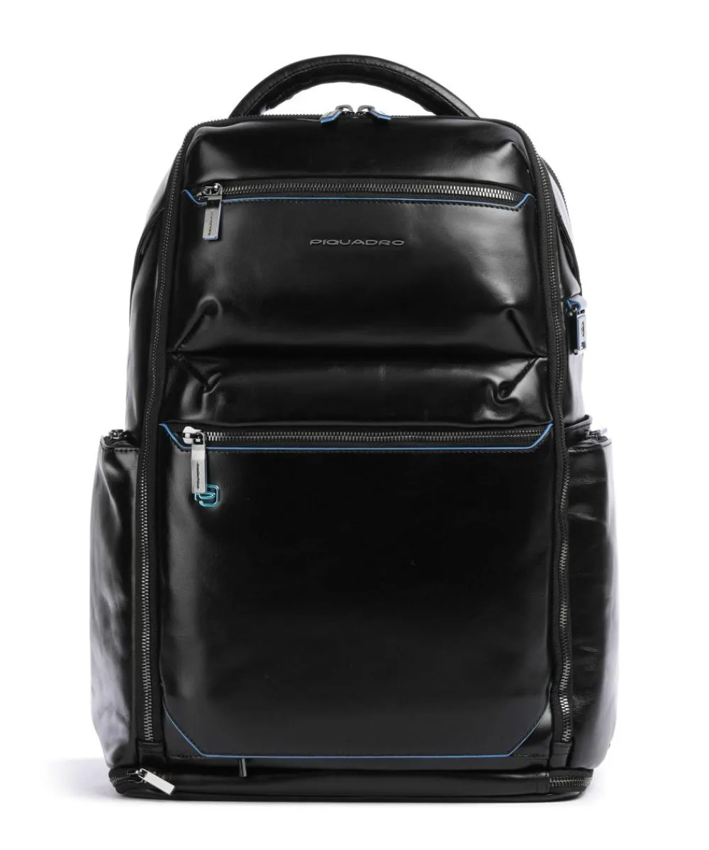 Best Blue Square Backpack 15″ fine grain cow leather Laptop Backpacks|Daypacks