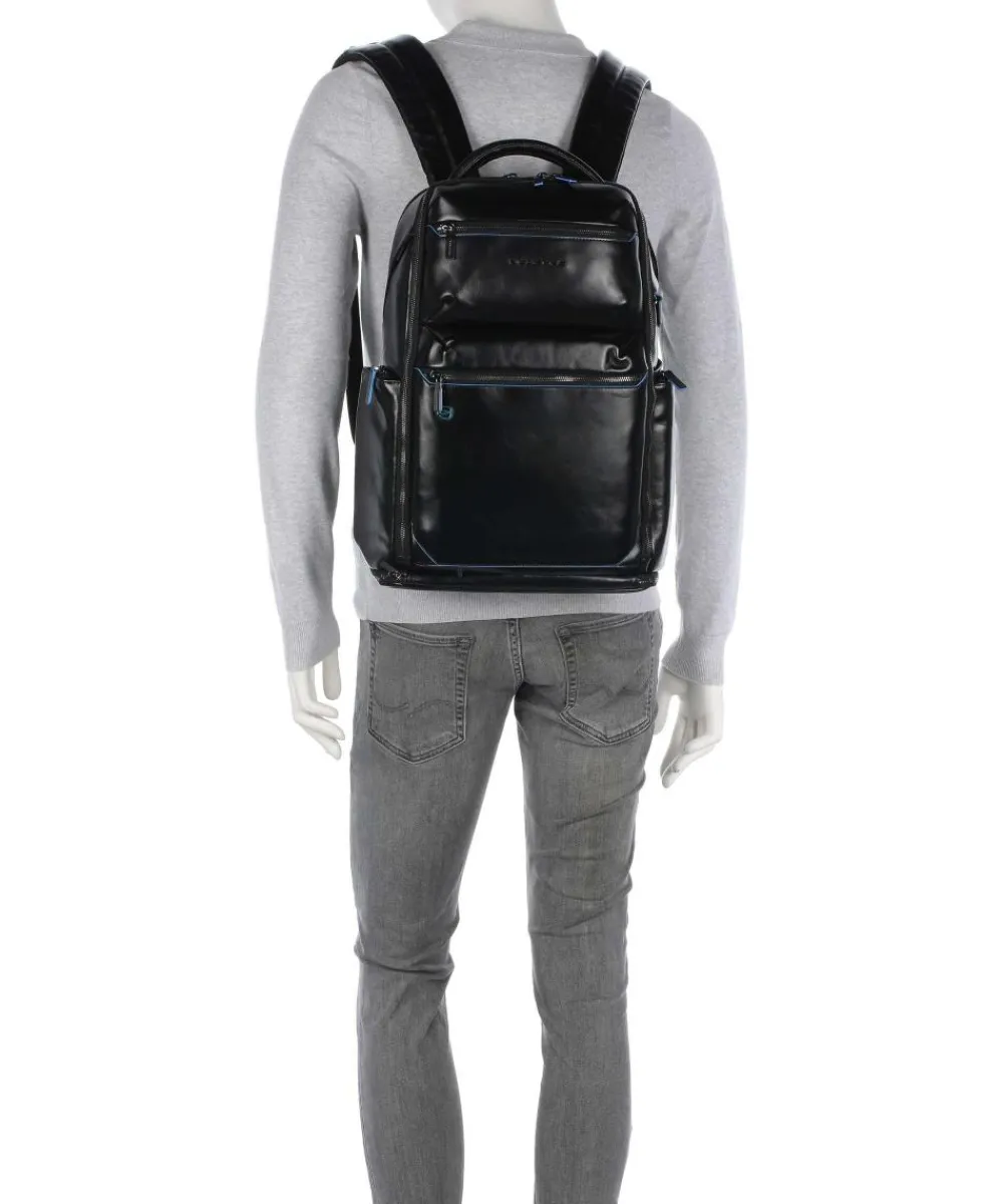 Best Blue Square Backpack 15″ fine grain cow leather Laptop Backpacks|Daypacks