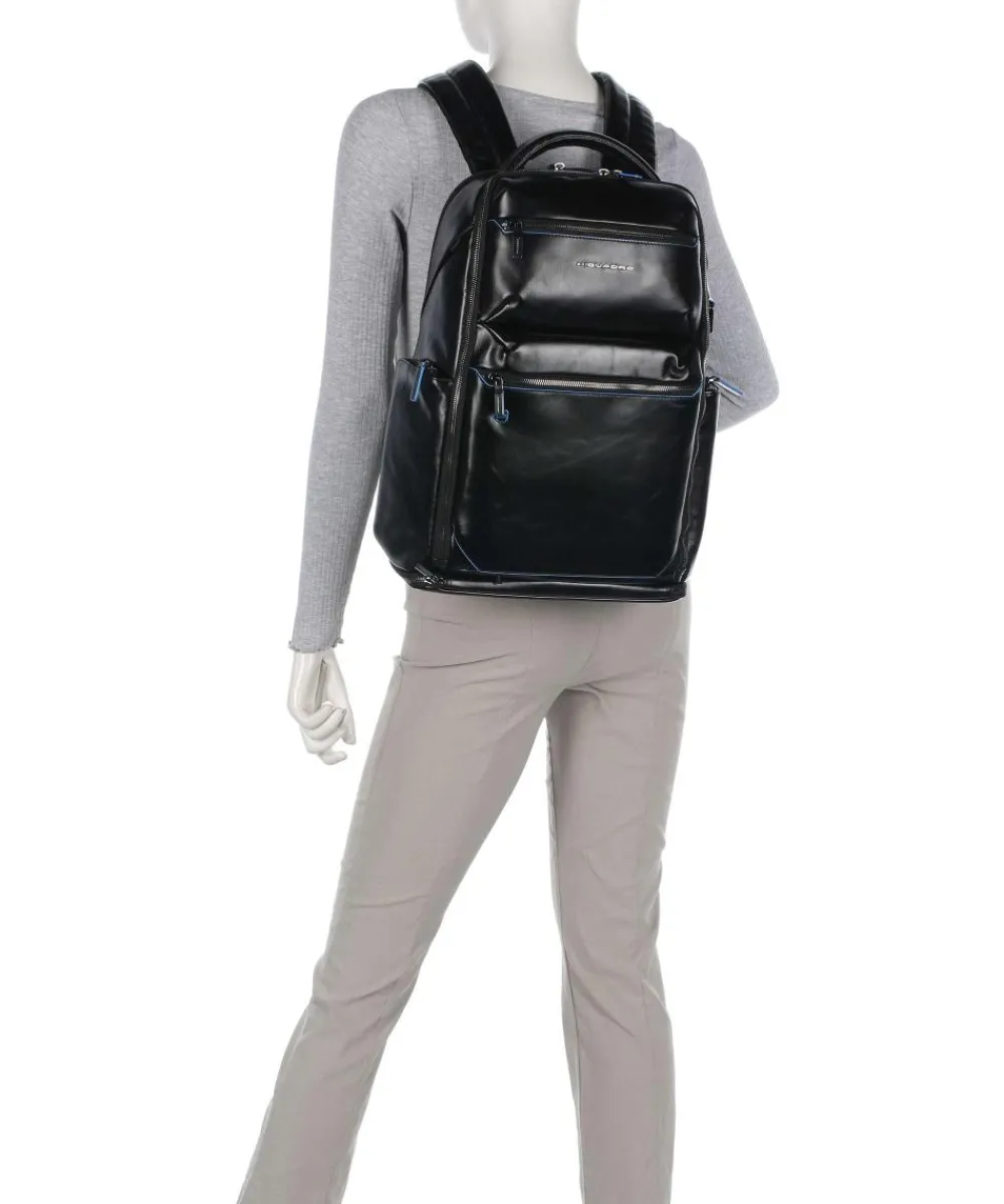 Best Blue Square Backpack 15″ fine grain cow leather Laptop Backpacks|Daypacks