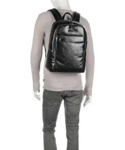 Best Blue Square Laptop backpack 13″ grained cow leather Laptop Backpacks