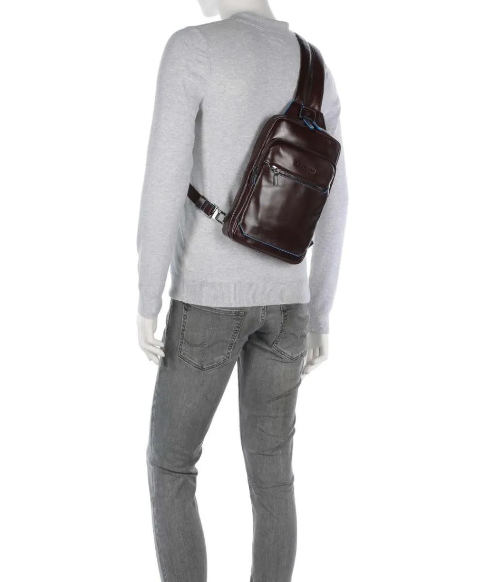 Piquadro Blue Square Sling bag fine grain cow leather brown Hot