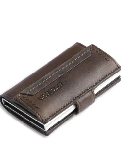 Strellson Camden RFID Credit card holder grained leather dark brown Hot