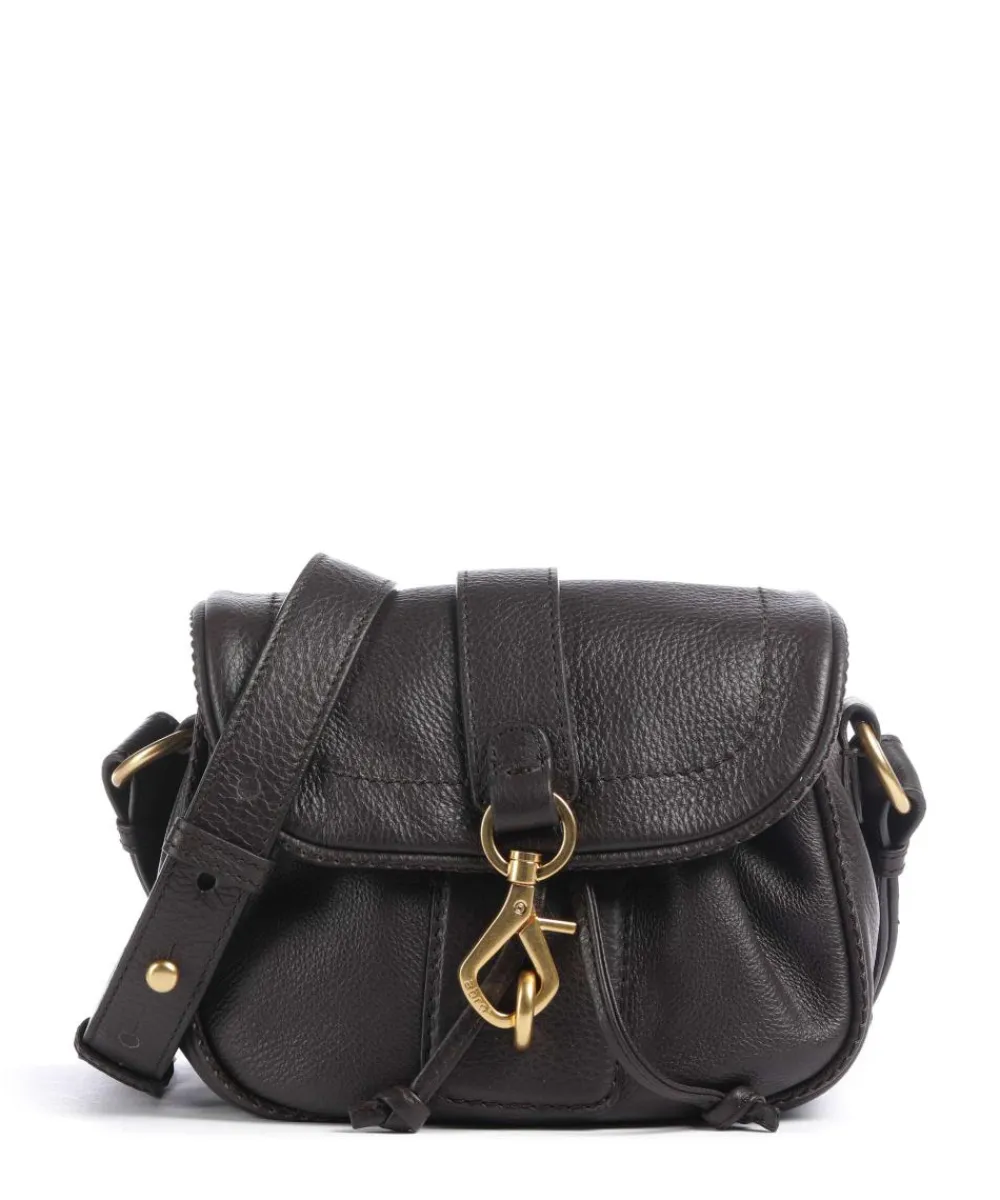 Abro Dalia Star Saddle Crossbody bag grained leather dark brown New