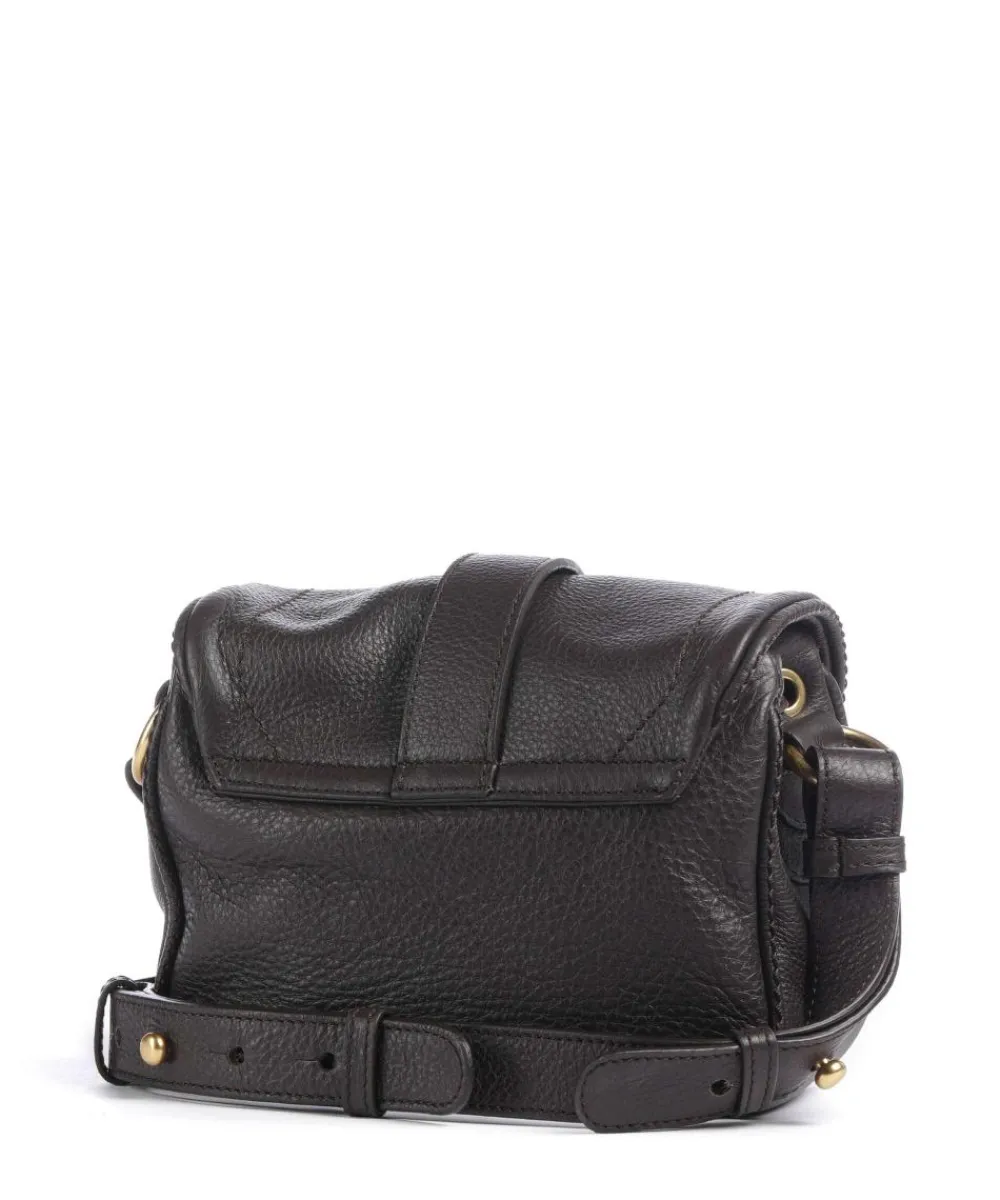 Abro Dalia Star Saddle Crossbody bag grained leather dark brown New