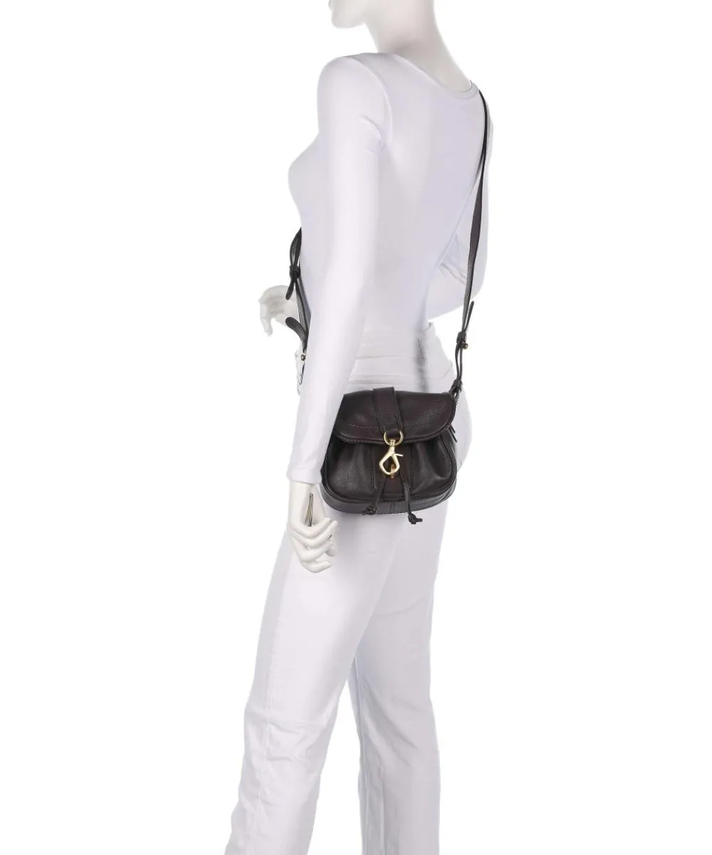Abro Dalia Star Saddle Crossbody bag grained leather dark brown New