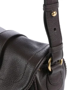 Abro Dalia Star Saddle Crossbody bag grained leather dark brown New
