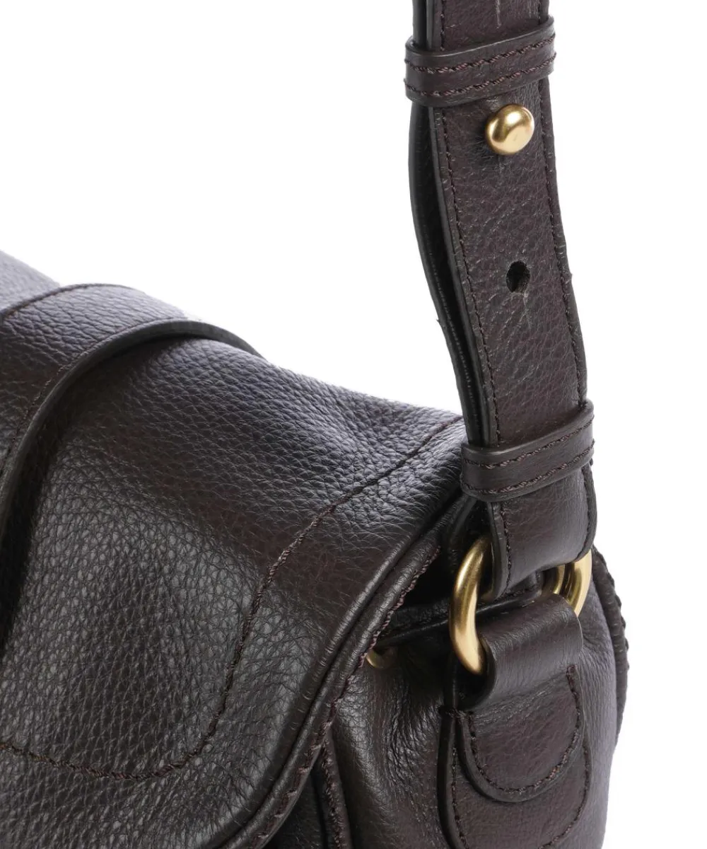 Abro Dalia Star Saddle Crossbody bag grained leather dark brown New