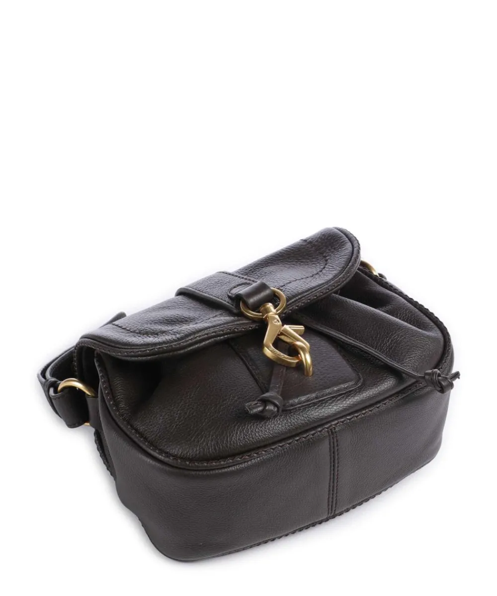 Abro Dalia Star Saddle Crossbody bag grained leather dark brown New