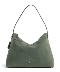 AIGNER Delia L Hobo bag brushed leather dark green Sale