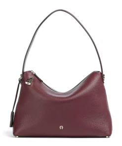 AIGNER Delia M Hobo bag grained cow leather dark red Discount