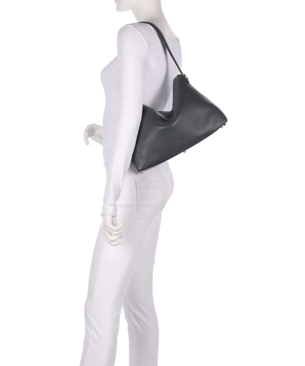 AIGNER Delia M Hobo bag grained cow leather dark grey Hot