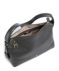 AIGNER Delia M Hobo bag grained cow leather dark grey Hot