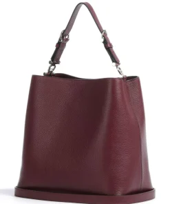 AIGNER Delia M Hobo bag grained cow leather wine Hot