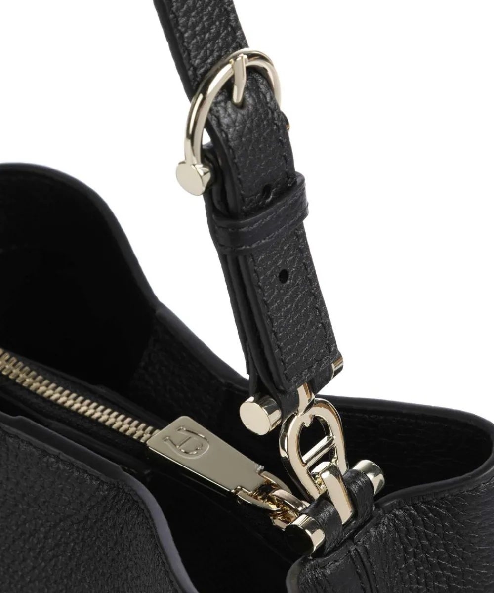 AIGNER Delia S Bucket bag grained cow leather black Clearance