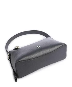 AIGNER Delia S Shoulder bag grained cow leather dark grey Clearance