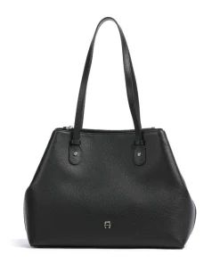 AIGNER Diadora L Tote bag grained cow leather black New