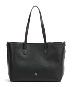 AIGNER Diadora L Tote bag grained cow leather black New