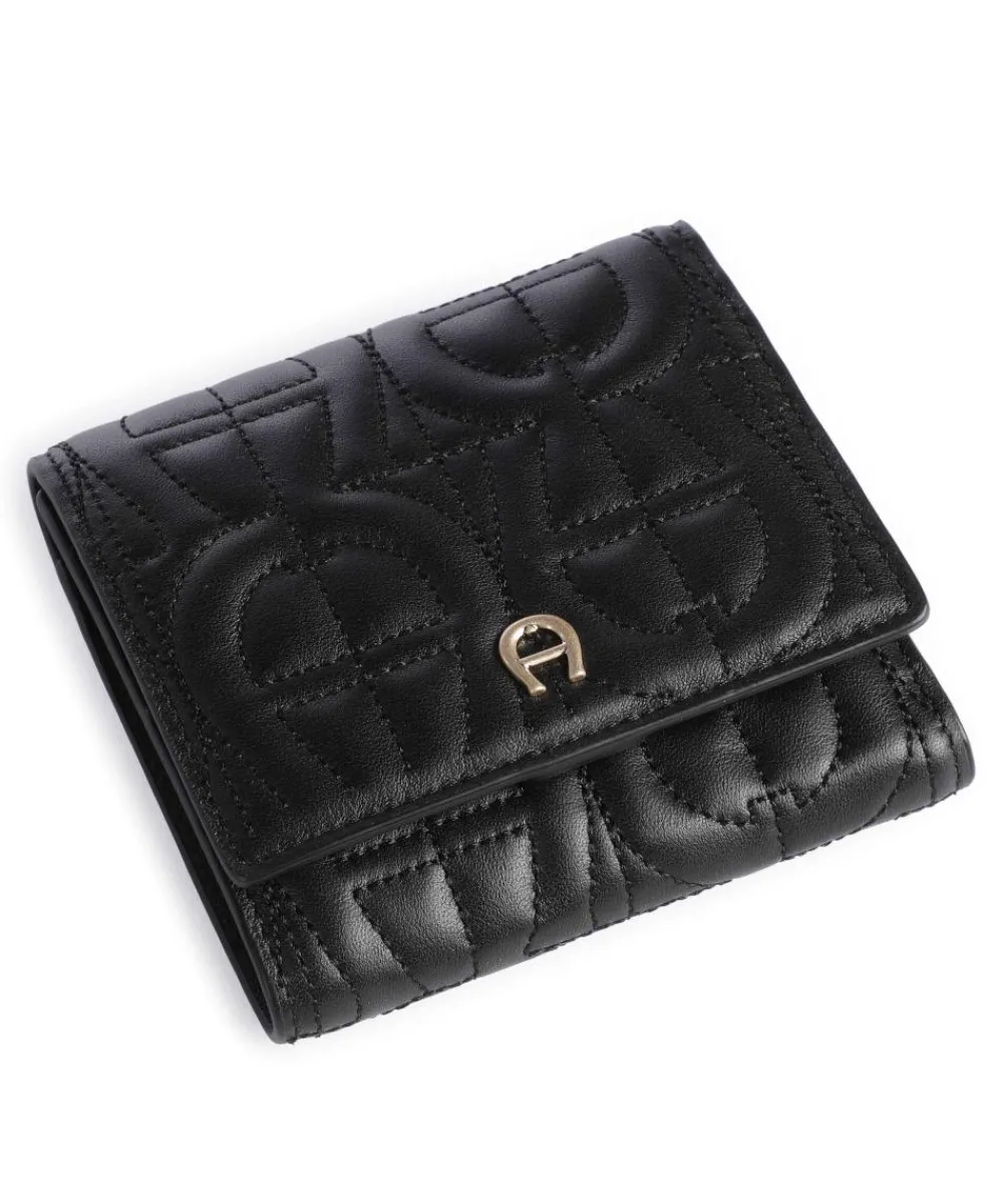 AIGNER Diadora Wallet soft cow leather black Sale