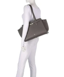 AIGNER Farah L Tote bag grained cow leather dark grey Discount