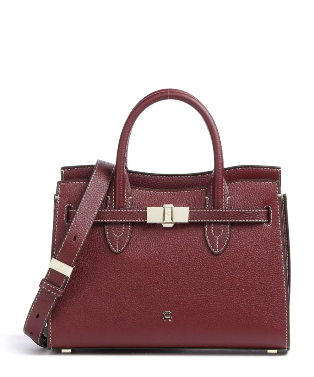 AIGNER Farah M Handbag grained cow leather dark red Clearance