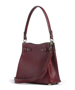 AIGNER Farah M Hobo bag grained cow leather wine Hot