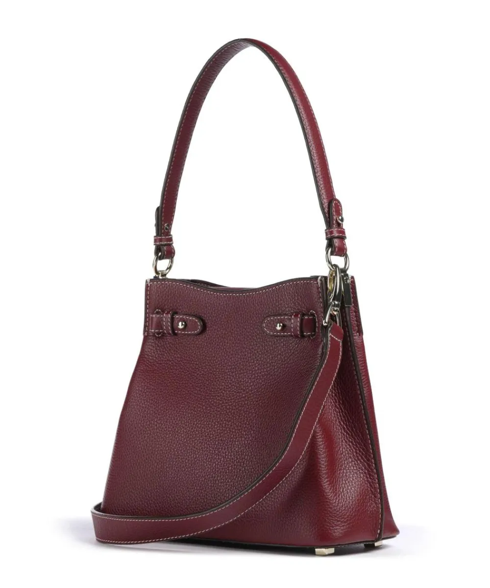 AIGNER Farah M Hobo bag grained cow leather wine Hot