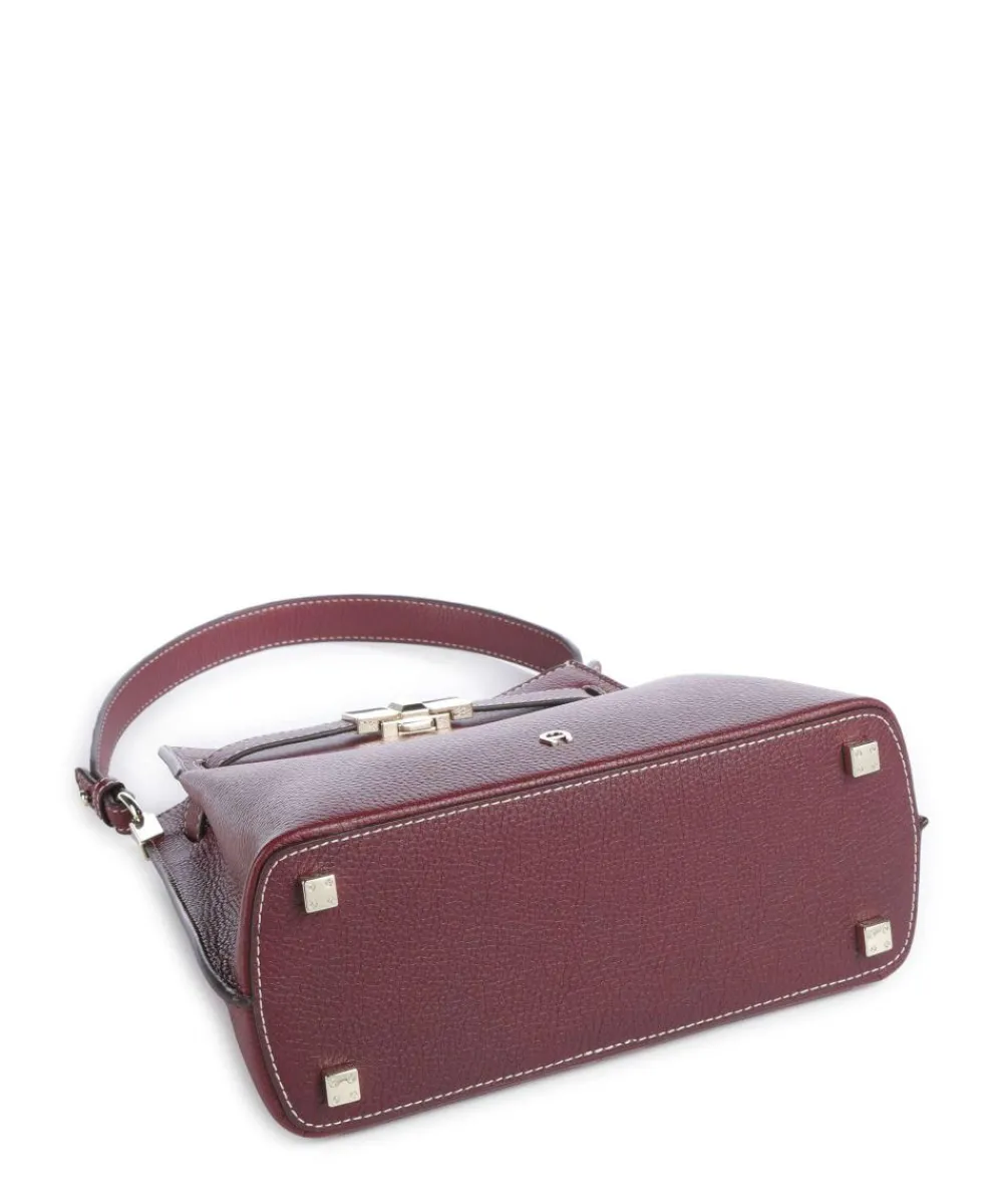 AIGNER Farah M Hobo bag grained cow leather wine Hot
