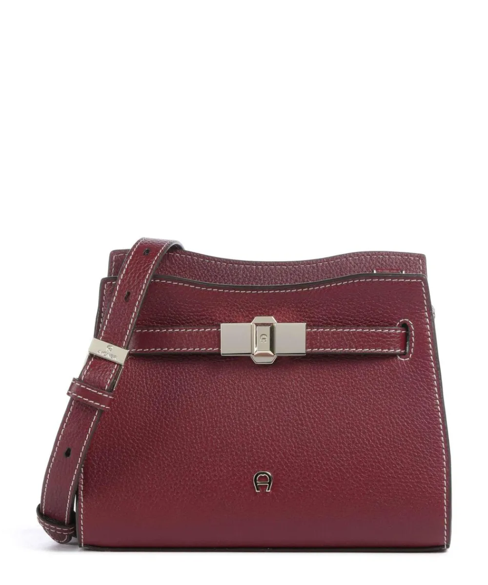 AIGNER Farah S Crossbody bag grained cow leather wine Sale