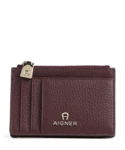 AIGNER Fashion Credit card holder grained cow leather dark red