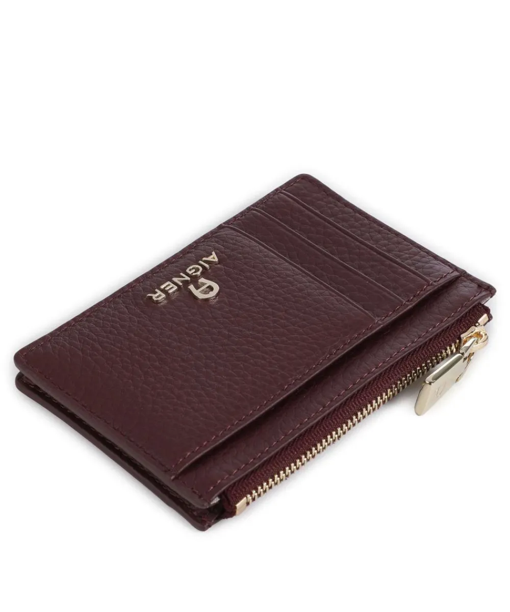 AIGNER Fashion Credit card holder grained cow leather dark red