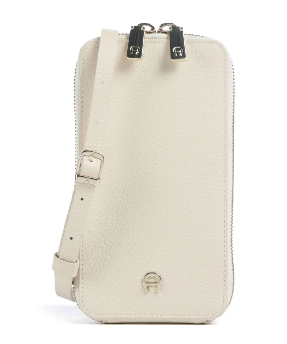 AIGNER Fashion Phone bag grained leather cream Clearance