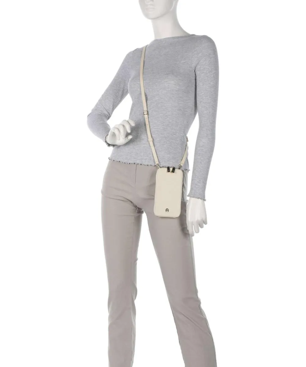 AIGNER Fashion Phone bag grained leather cream Clearance