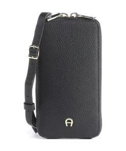 AIGNER Fashion Phone bag grained leather black Outlet