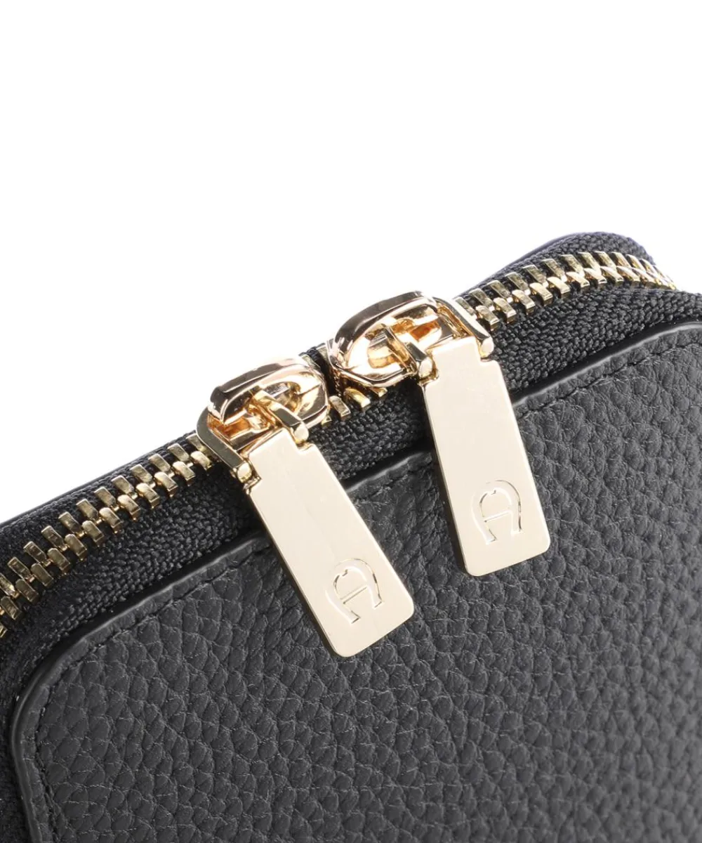 AIGNER Fashion Phone bag grained leather black Outlet