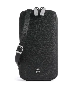 AIGNER Fashion Phone bag grained leather black Clearance