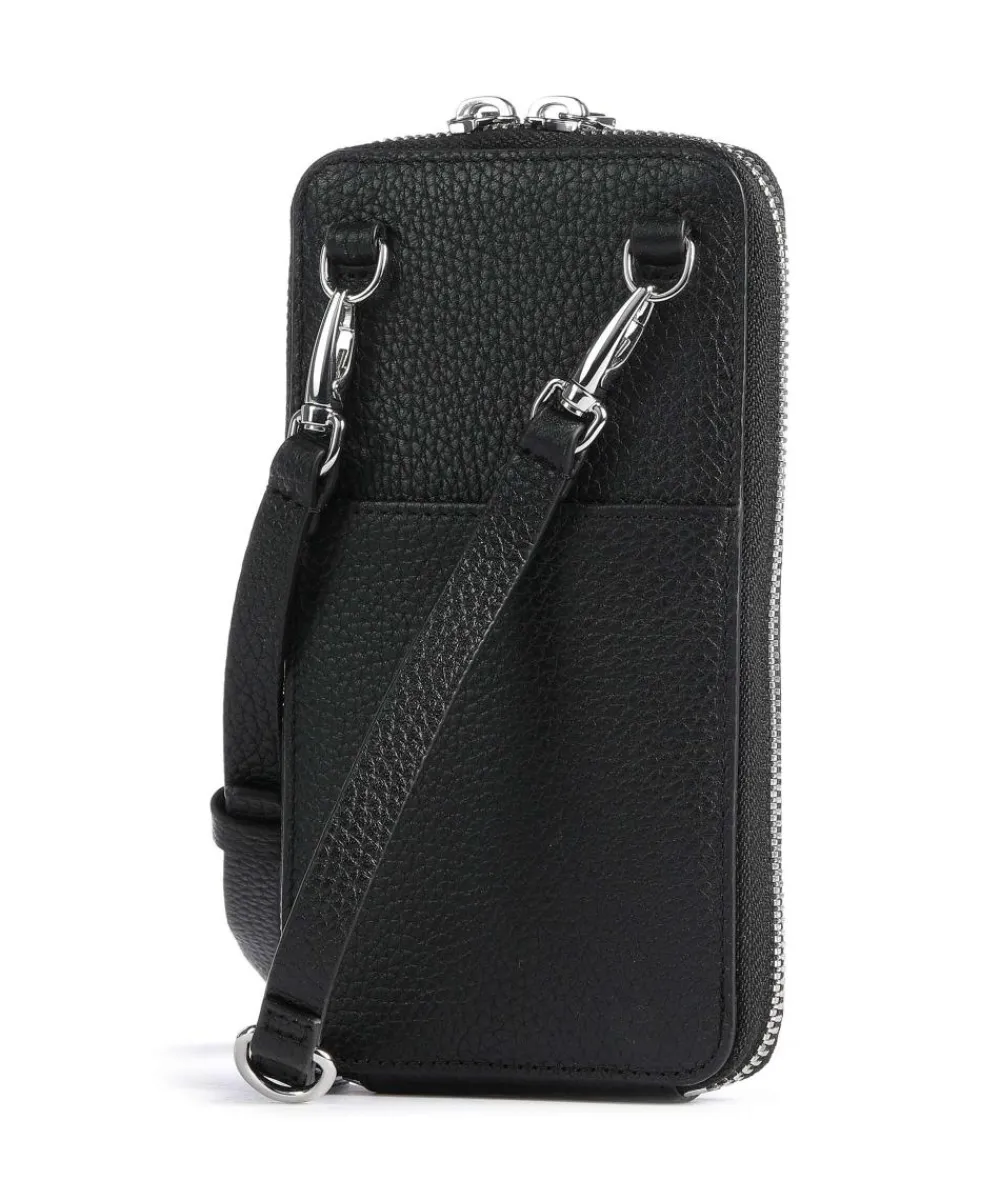 AIGNER Fashion Phone bag grained leather black Clearance